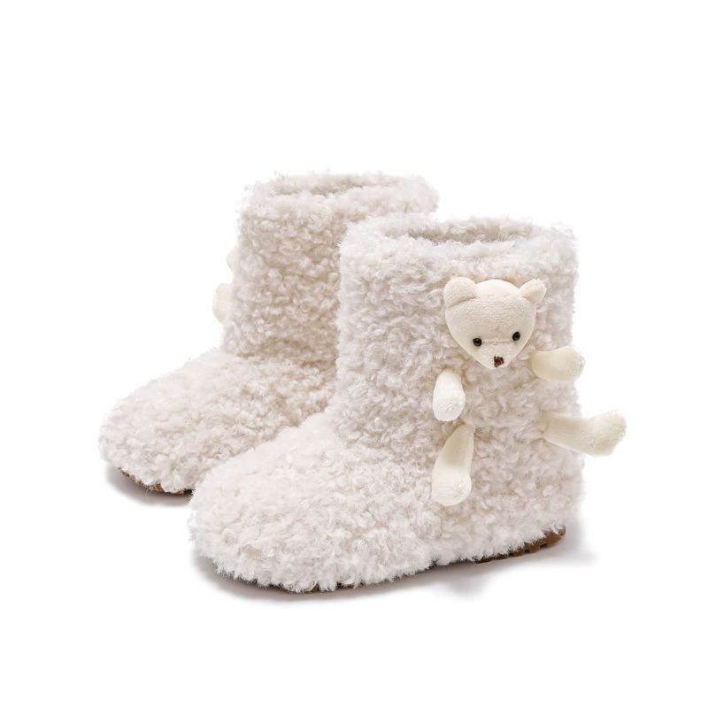 Kid Girl Boy Toddler Fur Snow Boot with Fur Lining Winter Warm Outdoor Furry Fluffy_voghion.com