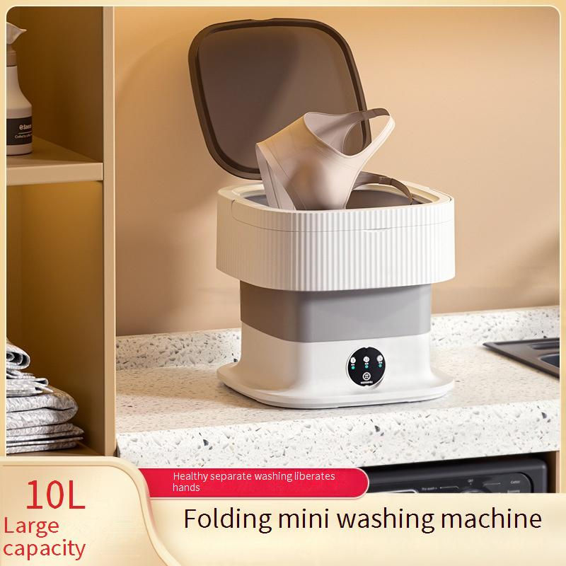 Klappwaschmaschine, 10 l, große Kapazität, tragbar, zum Waschen und Trocknen von Unterwäsche, integrierte Mini-Waschmaschine_voghion.com