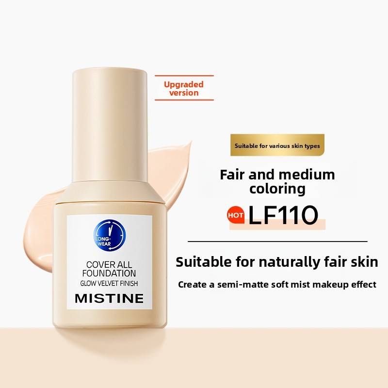 MISTINE Little Blue Shield LF110 - Long-Lasting Liquid Foundation For Combination/Oily Skin - Oil Control & Full Coverage_voghion.com