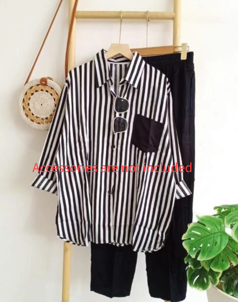 Women's Clothing Casual Cotton And Linen Solid Color Shirt Drawstring Wide Leg Pants Suit_voghion.com