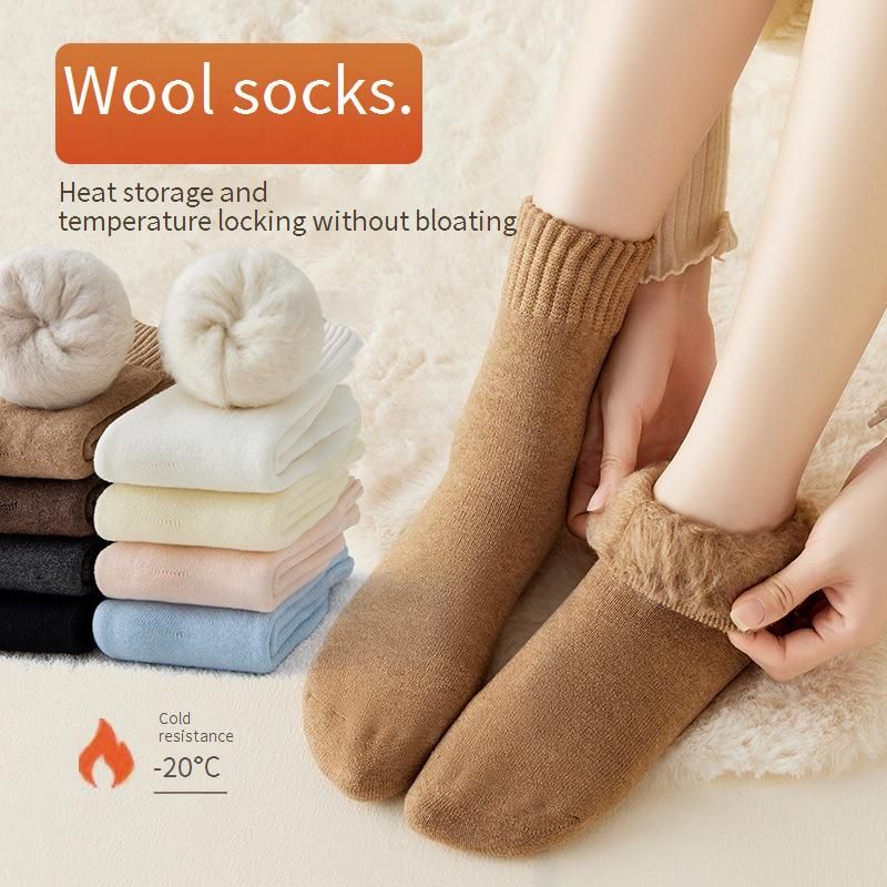 Chaussettes thermiques d'hiver pour femmes en laine - Chaussettes mi-mollet douces et chaudes avec doublure polaire, antibactériennes et anti-odeurs, parfaites pour les temps froids_voghion.com
