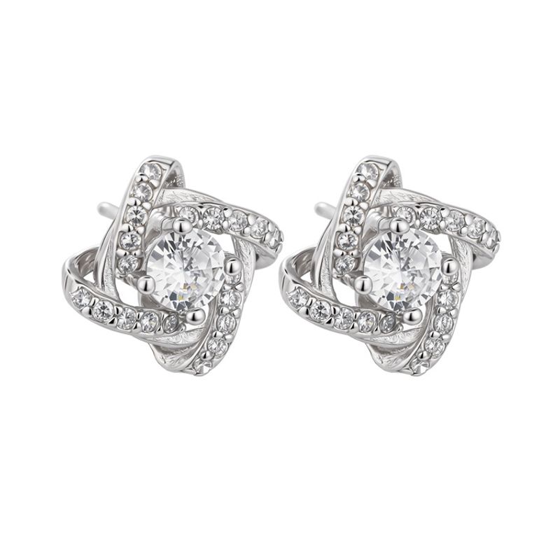 Women's Jewelry Small Fresh Sweet Spring Summer S925 Sterling Silver Eight Hearts And Eight Sides Micro Inlaid Main Diamond Tender Earrings Jewelry_voghion.com