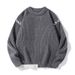 Men's Thickened Knit Sweater Autumn Winter Round Neck Loose Fit Pullover Jumper With Contrast Trim Casual Warm Cable Stitch Sweater_voghion.com