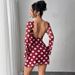 2025 Spring/Summer New Women's Sexy Polka Dot Backless Mesh Flared Sleeve Mini Dress_voghion.com