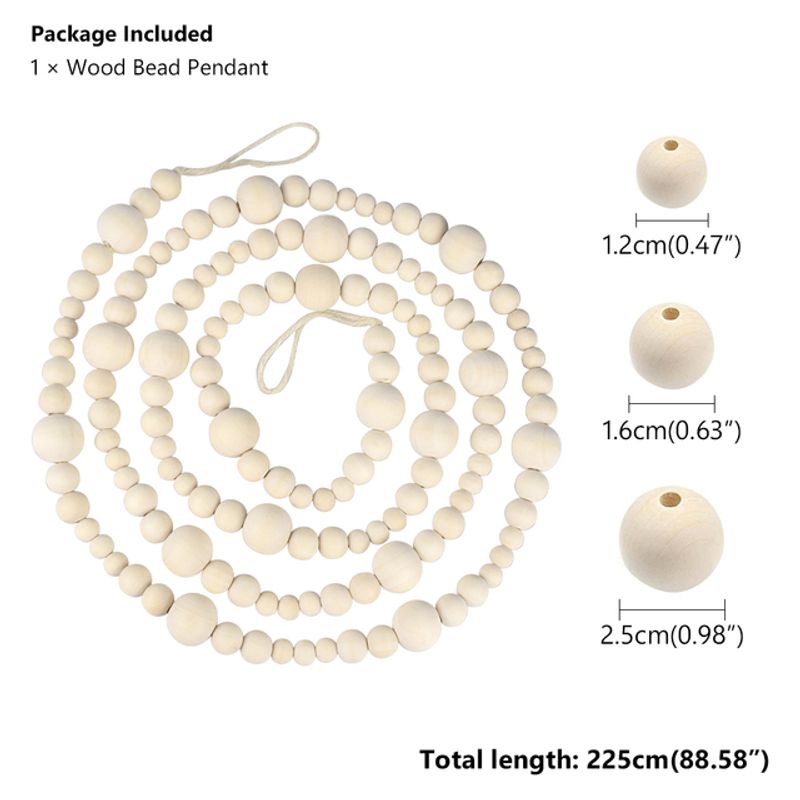 225cm Wood Beads Garland With Hanging Rope Rings Various Size Beads String Farmhouse Beads Nordic Home Decor Wall Hanging Crafts_voghion.com