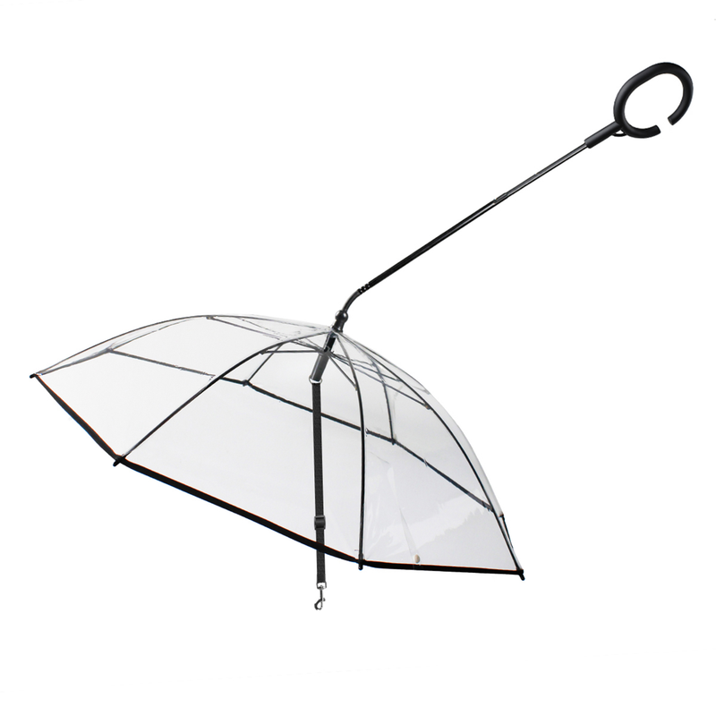 Guangying Pet Rain Tool Durable Steerable Stick Strong Wind Resistance Adjustable Length Outing Accessory TPU Rain Gear With Dog Leash Rope For Puppy_voghion.com