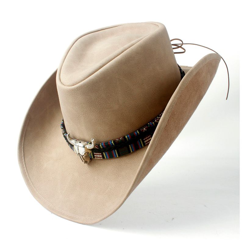 Mode 36 Stlye 100% Leder Männer Western Cowboy Hut Für Gentleman Dad Cowgirl Sombrero Hombre Caps Große Größe XXL großer Kopf_voghion.com