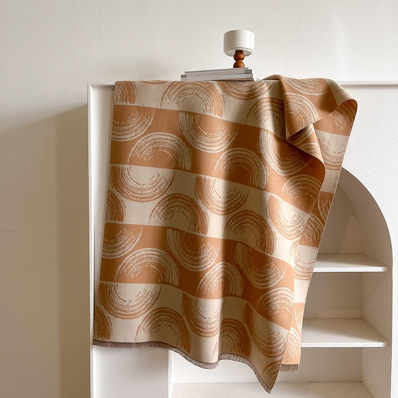 Sciarpa in cashmere double face autunno inverno nuova, abbinamenti di colori geometrici, semplice e versatile, con aria condizionata_voghion.com