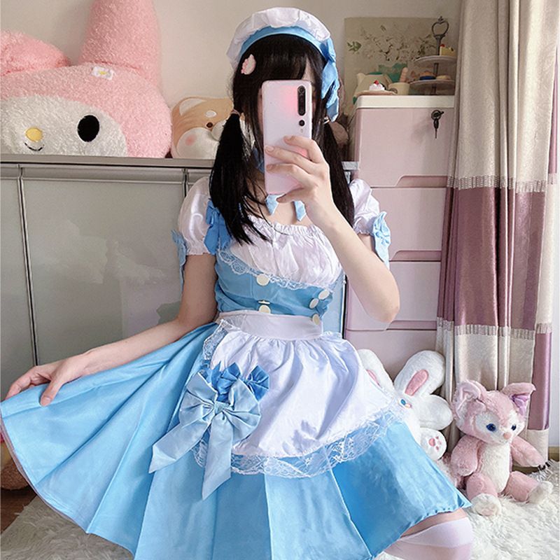Anime female soft girl loli dress maid uniform role-playing costume set_voghion.com