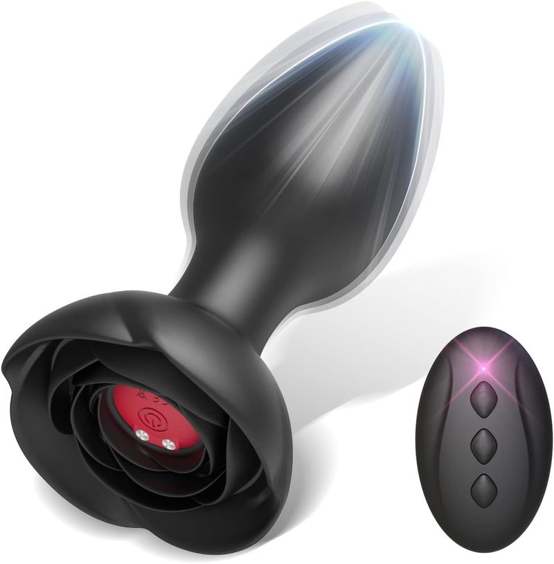 Hot Selling Rose Anal Vibrating Butt Plug For Men And Women With Wireless Remote Control Adult SM Sex Toys_voghion.com