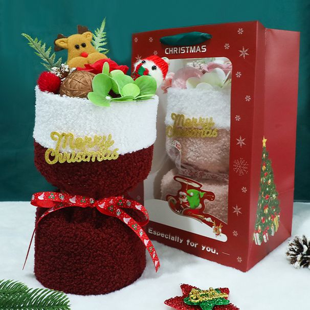 Weihnachtsgeschenke, Weihnachtspuppe, Weihnachtsstrauß, Trockenblumen, hochwertiges Weihnachtsgeschenk für die Freundin, Cartoon-Blumenstrauß_voghion.com