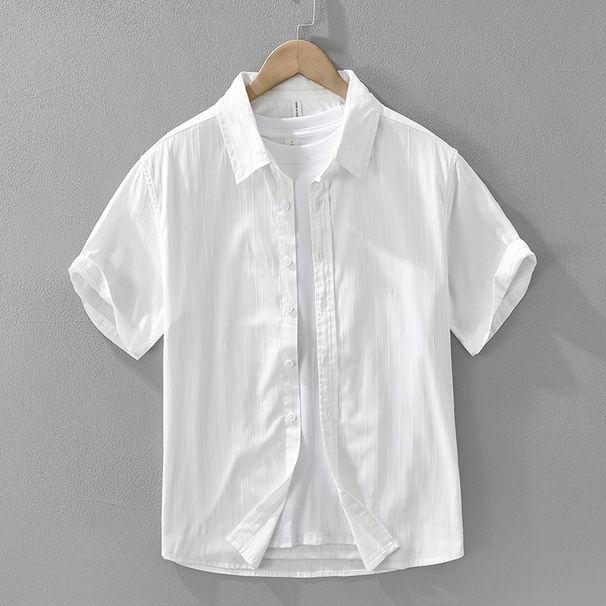 Maglietta a maniche corte traspirante tinta unita, alla moda e versatile, top casual e ampio, abbigliamento maschile_voghion.com