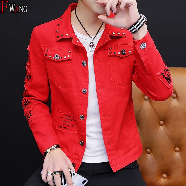 Abbigliamento da uomo personalizzato, giacca alla moda in denim strappato_voghion.com