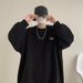 Casual loose round neck jacquard hoodie for boys in spring and autumn, new style for upper garment, base layer, long sleeved men's jacket_voghion.com