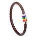 Heißer Verkauf Personalisierte Einfache Woven Leder Armband Armreif Regenbogen Bunte Mode Magnetverschluss Schmuck_voghion.com