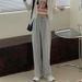Graue lockere Sporthose für Damen im Sommer, schlanke Laufhose für Damen, weite, gerade geschnittene Freizeithose für Studenten, lange Hose für_voghion.com