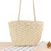 Pure color simple straw bag retro woven shoulder bag Fashion silk towel paper rope casual bag_voghion.com