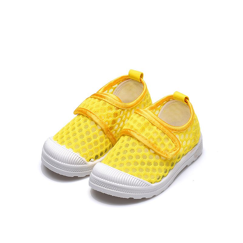 Nanlu børnesko i net til drenge og piger, ensfarvede, udhulede, afslappede, åndbare velcro-børnehavesko._voghion.com