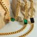 Set di collane con catena cubana placcata in oro e pietre preziose, collane importanti ispirate allo smeraldo e all'onice nero, gioielli per tutti i giorni e per la sera_voghion.com