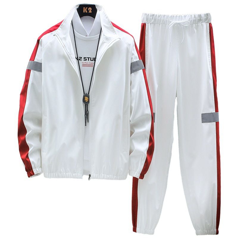 Black Hooded Jacket Korean Style Regular Pants Long Sleeve Men's Casual Sports Suit_voghion.com
