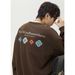 Retro Colorblock Crewneck Sweatshirt – Oversized Graphic Print Pullover (Brown, Unisex Streetwear Essential)_voghion.com