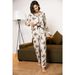 Pajama women's autumn and winter printed long sleeved home suit set can be worn outside_voghion.com