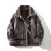 Men's Fleece-Lined Faux Shearling Jacket - Slim Fit Windproof Bomber With Notched Lapel (Taupe, Sizes M-5XL)_voghion.com