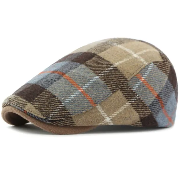 Großer Sale HT4319 Berets Herbst Winter für Männer Frauen Plaid Künstler Maler Wolle Baskenmütze Hut Männlich Weiblich Schiebermützen_voghion.com