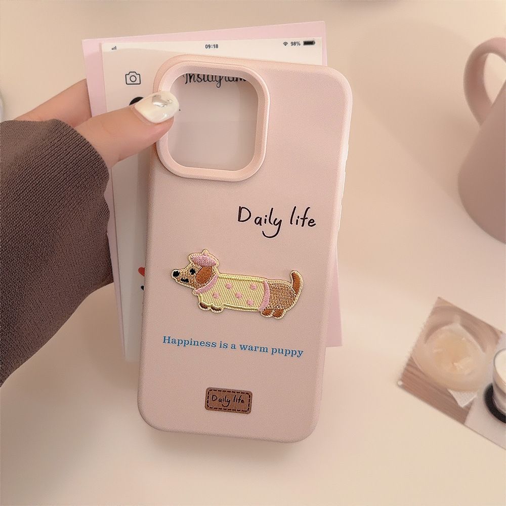 Unbeatable Quality Soft Case Embroider Three-Dimensional Sausage Dog Silicone Stylish Iphone_voghion.com