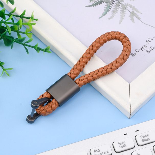 Portachiavi semplice in corda intrecciata, portachiavi decorativo in pelle per auto, moda, borsa creativa, portatile, anti-smarrimento, fibbia a ferro di cavallo_voghion.com