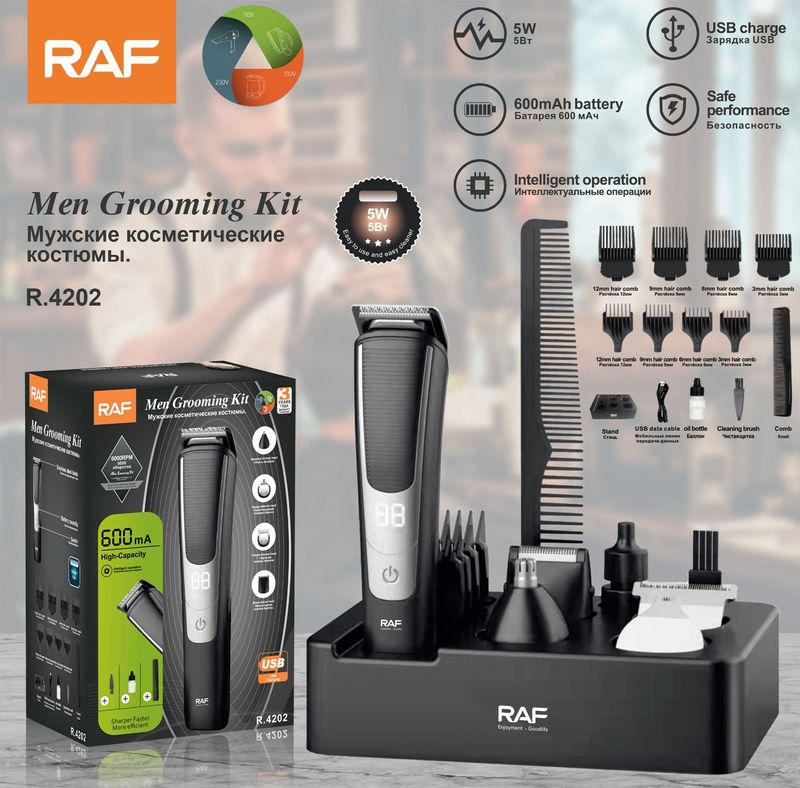 RAF Elektrische Haarschneideschere, multifunktionale elektrische Schubschere, Haarrasierset, elektrischer Fader, intelligente Displayrotation_voghion.com