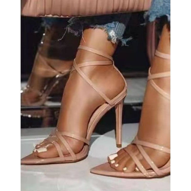 Elegant Plus Size High Heel Sandals For Women - Summer Fashion Strappy Stiletto Heels With Buckle Closure_voghion.com