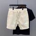 Raw Hem Khaki Slim Fit Denim 2025 Summer New Trendy Men's Casual Four-Five-Point Shorts_voghion.com