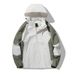 Giacca con cappuccio impermeabile antivento a strato singolo patchwork in stile coppia per uomo e donna, stagione primaverile-autunnale_voghion.com