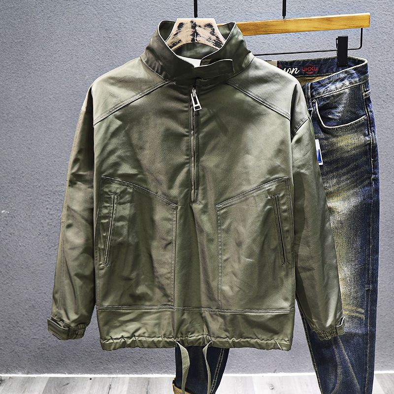 New autumn and winter style assault jacket for men, loose standing collar jacket, workwear jacket, casual windproof jacket for men_voghion.com