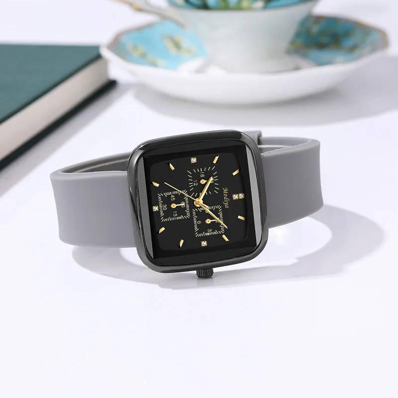 Women's Minimalist Ins Fashion Square Quartz Silicone Tape Student Watch_voghion.com