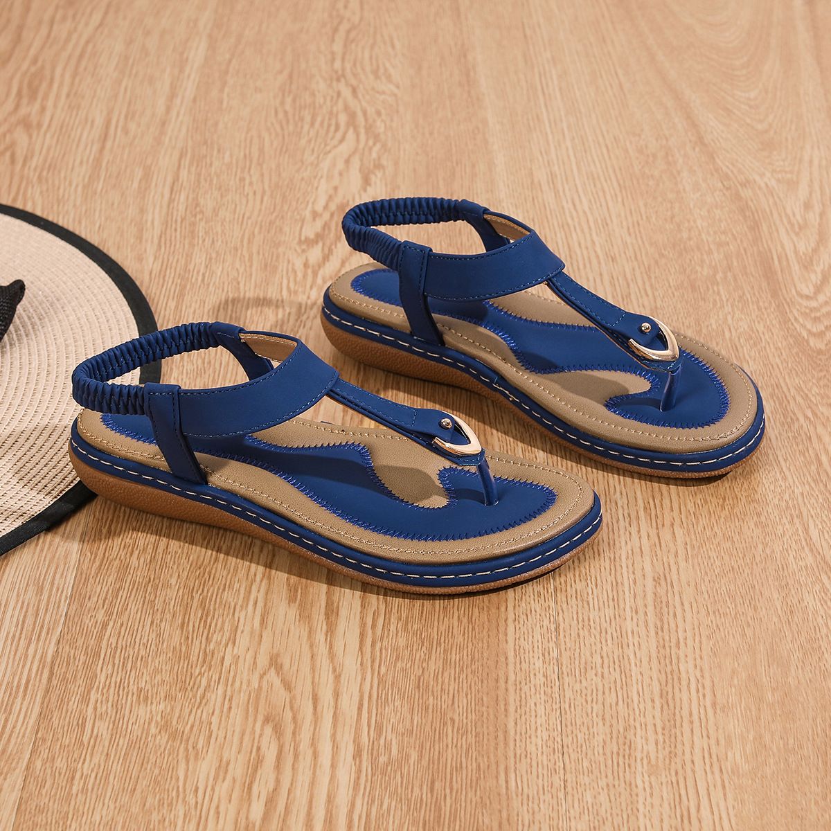 Ladies Summer European And American Flat Soled Flip Flops Beach Shoes Soft Soled Cross Border Large Size Sandals New Bohemian Style Women's Shoes_voghion.com