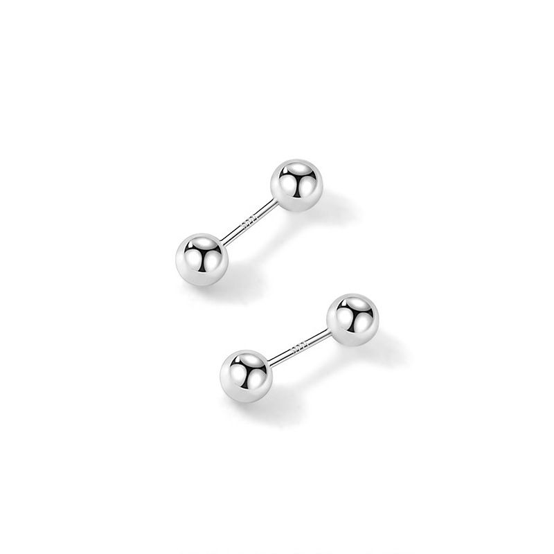 Boucles d'oreilles à vis en argent sterling S999 pour femmes, clous d'oreilles à double tête, sans retrait_voghion.com