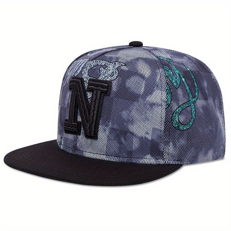 Men's and women's flat brimmed with street embroidery letters N hip-hop hats_voghion.com