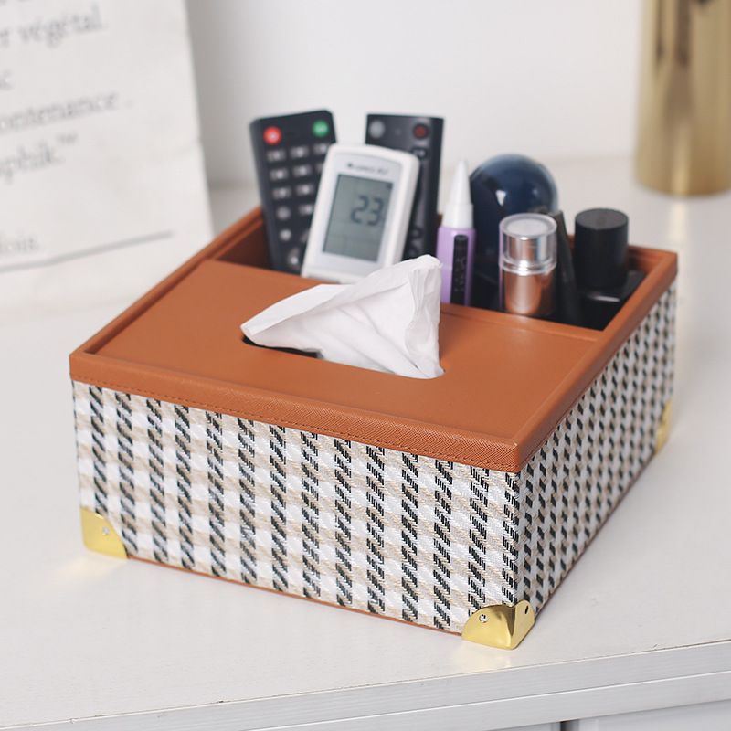 Porta fazzoletti in pelle di alta qualità – Organizer multiuso vintage per il soggiorno (inserto in lino, adatto a tovaglioli standard, porta telecomando)_voghion.com