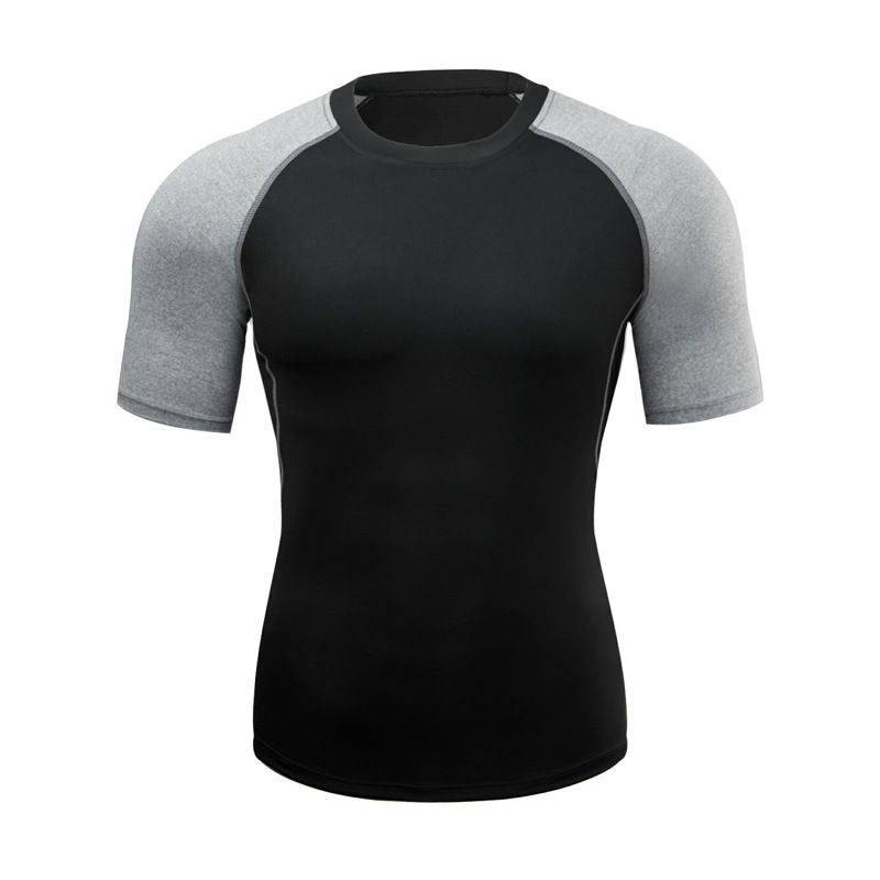 Men's clothing Sports tights men quick drying stretch short sleeve sports T-shirt fitness clothing running training basketball_voghion.com