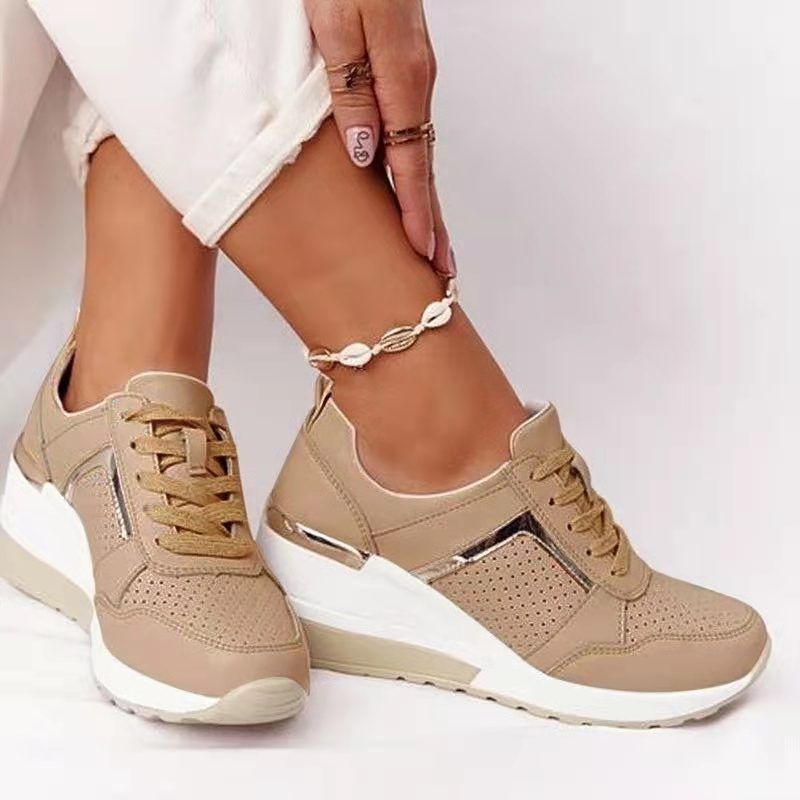 Women's Wedges Sneakers Lace-Up Vulkaniséieren Schuhe Plattform Sportschuhe Damen Shake Shoes Atembar Mesh Schong_voghion.com