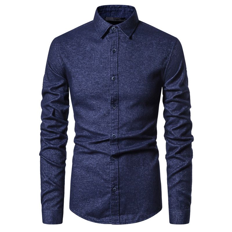 Odzież męska Koszula bawełniana Business slim casual z długim rękawem_voghion.com