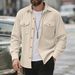 "Herren-Arbeitshemdjacke aus Cord – Polyester-Mischgewebe, lockere Passform, Knopfleiste mit Brusttaschen (Schwarz/Grau/Khaki/Oliv, S-XXXL)"_voghion.com