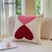 Housse de coussin de luxe en chenille brodée en forme de cœur - Cadeau de Saint-Valentin, super douce et moelleuse (double face, lavable en machine)_voghion.com