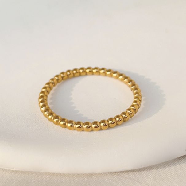 Damenschmuck – Minimalistisches Stapelring-Set, 18 Karat vergoldete Edelstahlringe mit geometrischen Kugelperlen für alltägliche Eleganz, Größen 5–10_voghion.com