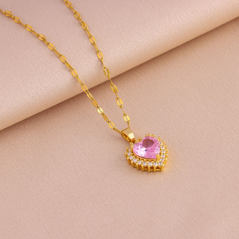 Collana e orecchini di lusso leggeri con catena in titanio e clavicola in acciaio con zircone intarsiato_voghion.com