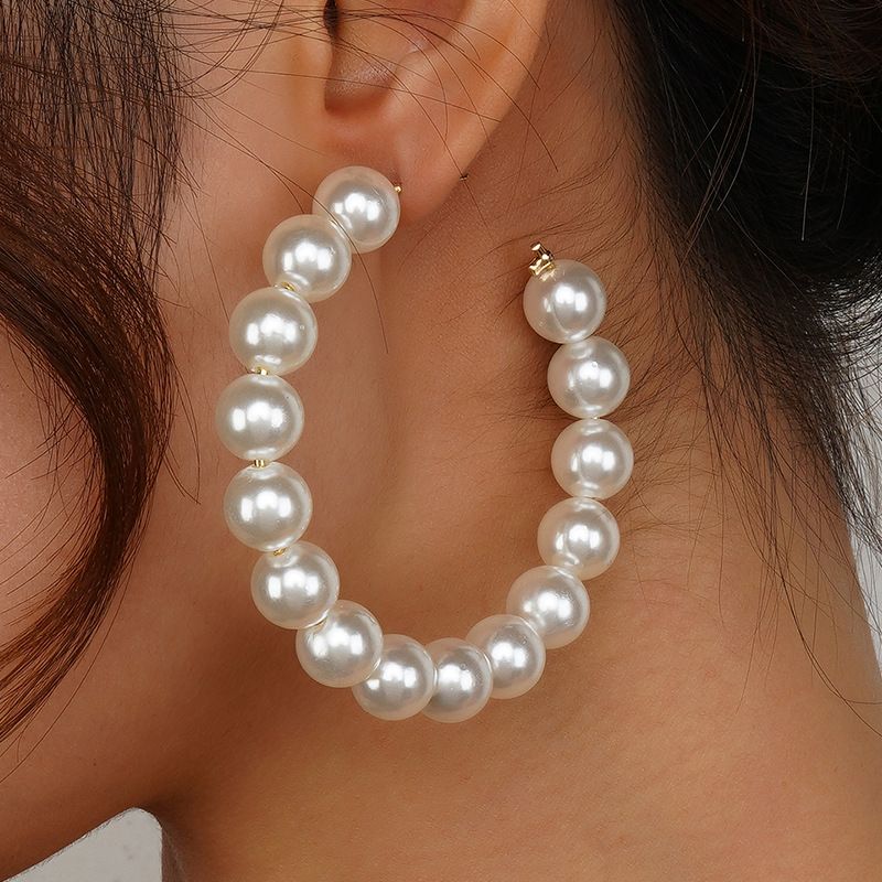 Elegante Perlen-Creolen für Damen – trendiger, übergroßer Perlenschmuck im koreanischen Stil, minimalistisches, schickes Design, perfekt für den Alltag_voghion.com