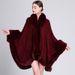 Fur collar cape cape loose knit cardigan plus-size cape coat for women_voghion.com
