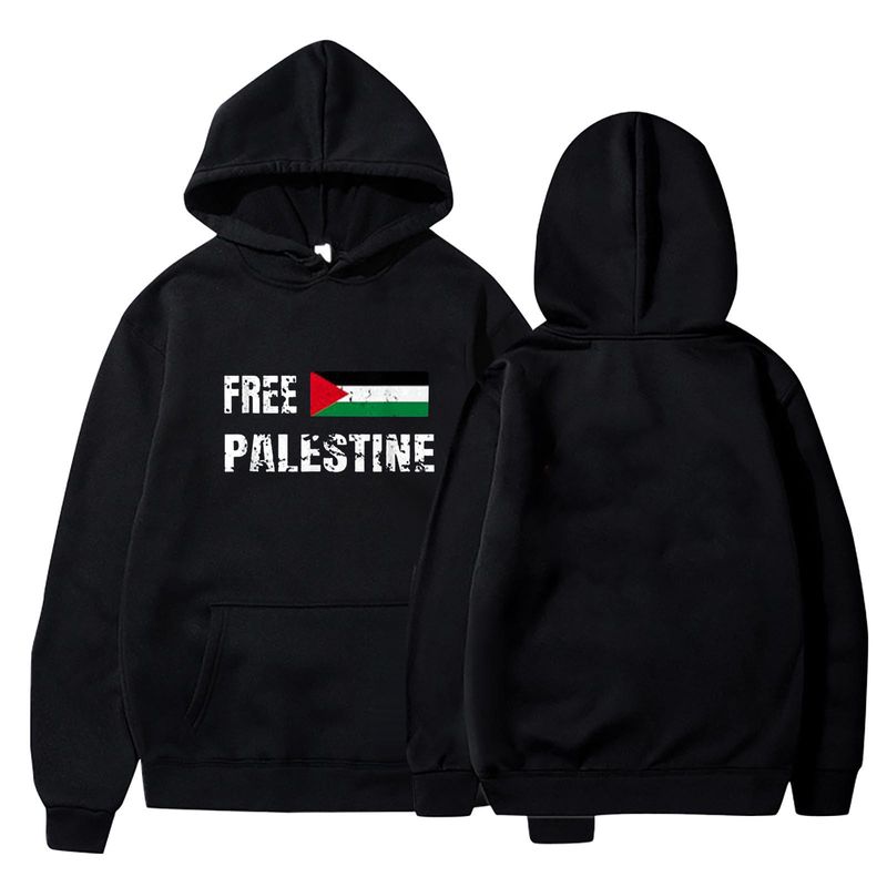 Abbigliamento uomo felpe FREE PALESTINE Felpa con cappuccio stampata alla moda della serie Free Palestine_voghion.com